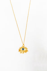 Aquamarine Stone Eyelashes Silver Necklace